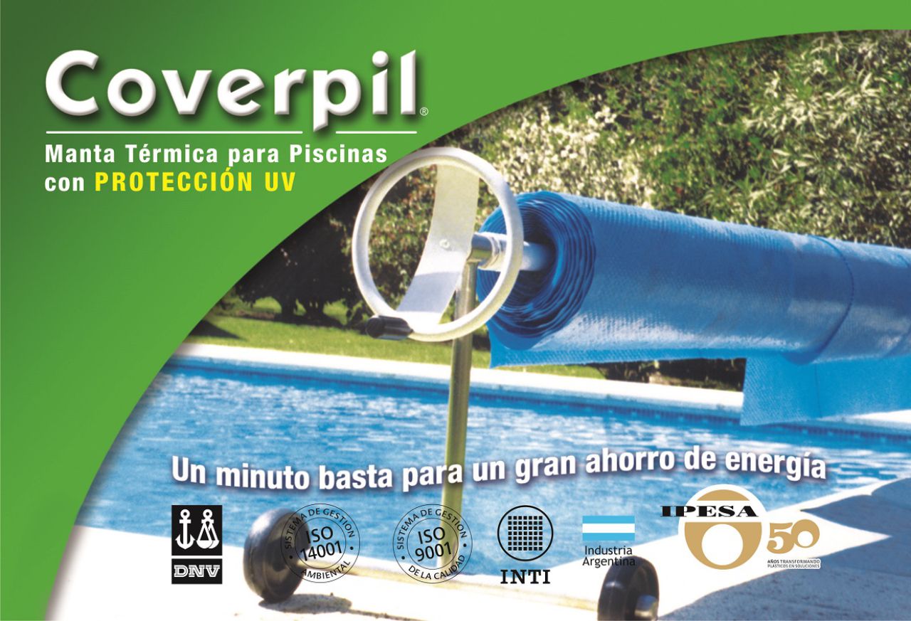 Folleto de Coverpil, manta térmica para piscinas